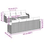 Canapé de jardin 9 pièces avec coussins en poly rattan noir