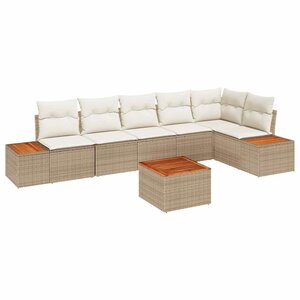 vidaXL Ensemble de canapé de jardin 6 Pièces Beige et crème Polyrotin