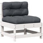 vidaXL Salon de jardin 4 Pièces avec coussins blanc bois de pin massif