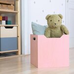 Boîte de rangement bois modèle 4 - poignées - Rose - 33 x 33 x 37 cm