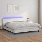 vidaXL Sommier à lattes de lit avec matelas et LED Blanc 180x200 cm