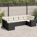 vidaXL Salon de jardin 7 Pièces avec coussins noir résine tressée