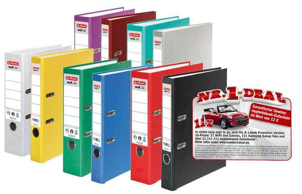 Classeur maX.file nature plus à levier Dos de 80 mm Rouge HERLITZ