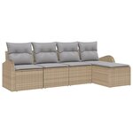 vidaXL Canapé de Jardin de 5 Pièces avec Coussins Beige Rattan Synthétique