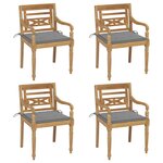 vidaXL Chaises Batavia avec coussins lot de 4 Bois de teck solide