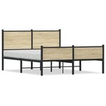 vidaXL Cadre de lit métal avec tête de lit et pied de lit 137x190 cm