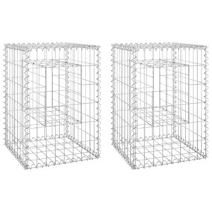 vidaXL Poteaux à panier de gabion 2 Pièces 40x40x60 cm Fer