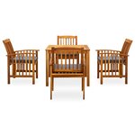 vidaXL Ensemble à manger de jardin 5 Pièces avec coussins Acacia solide