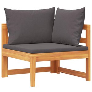 vidaXL Canapé d'angle avec coussins gris foncé Bois d'acacia solide