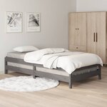vidaXL Lit empilable Gris 75x190 cm Bois de pin massif
