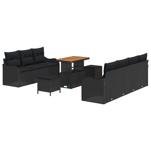 vidaXL Ensemble de canapé de jardin 10 Pièces Noir 90 x 55 x 71 cm
