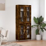 vidaXL Buffet haut Chêne fumé 69 5x34x180 cm Bois d'ingénierie