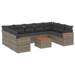 vidaXL Salon de jardin avec coussins 10 Pièces gris résine tressée