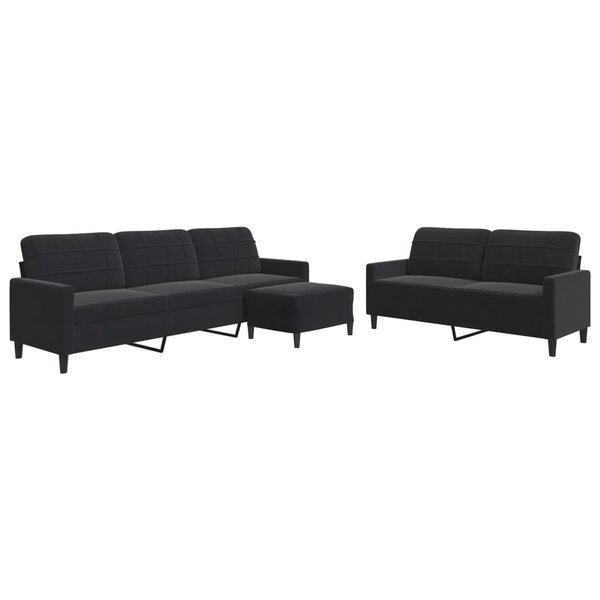 vidaXL Ensemble de canapés 3 Pièces avec coussins Noir Velours