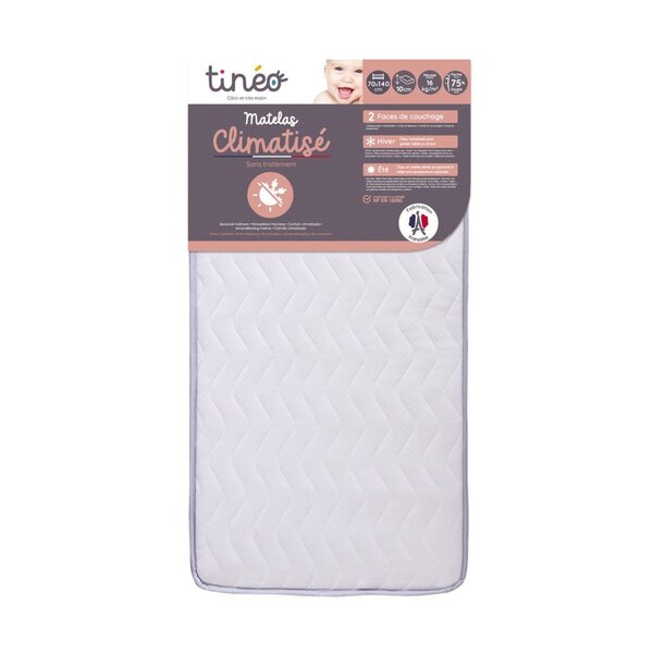 Matelas bébé climatisé 70 x 140 x 10 cm - 1 face été  1 face hiver