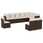 vidaXL Salon de jardin 10 Pièces avec coussins marron résine tressée