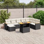 vidaXL Salon de jardin 9 Pièces avec coussins noir résine tressée