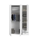 Armoire VARIA - blanc - 3 portes + 2 tiroirs - 120 x 185 x 51 cm