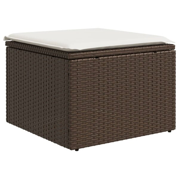 vidaXL Tabouret de jardin avec coussin brun 55x55x37 cm résine tressée