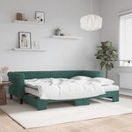 vidaXL Lit de jour avec gigogne et matelas vert foncé 80x200cm velours