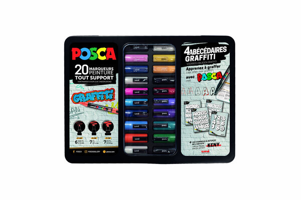 Mallette Posca 20 marqueurs Graffitis Abécédaire