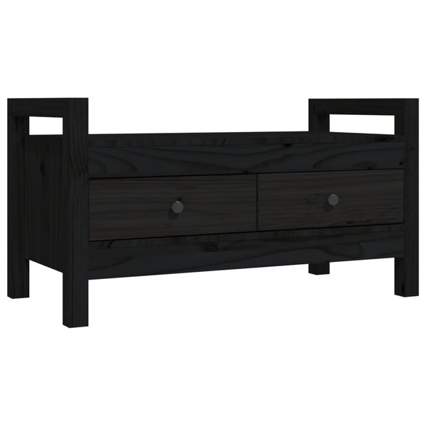 vidaXL Banc d'entrée Noir 80x40x43 cm Bois de pin massif