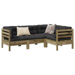 vidaXL Salon de jardin 4 Pièces avec coussins bois de pin imprégné