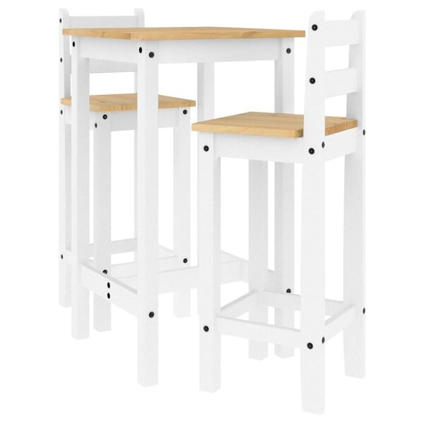 vidaXL Ensemble de bar 3 Pièces Blanc Bois de pin massif