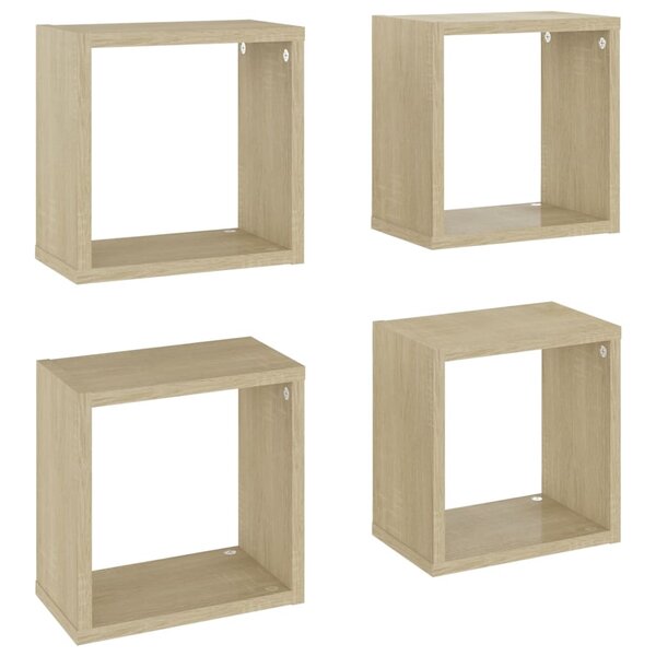 vidaXL Étagères cube murales 4 Pièces Chêne sonoma 26x15x26 cm