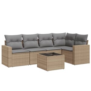 vidaXL Salon de jardin avec coussins 6 Pièces beige résine tressée
