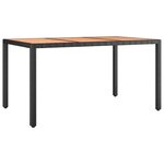 vidaXL Table de jardin plateau en bois Noir Résine tressée bois massif
