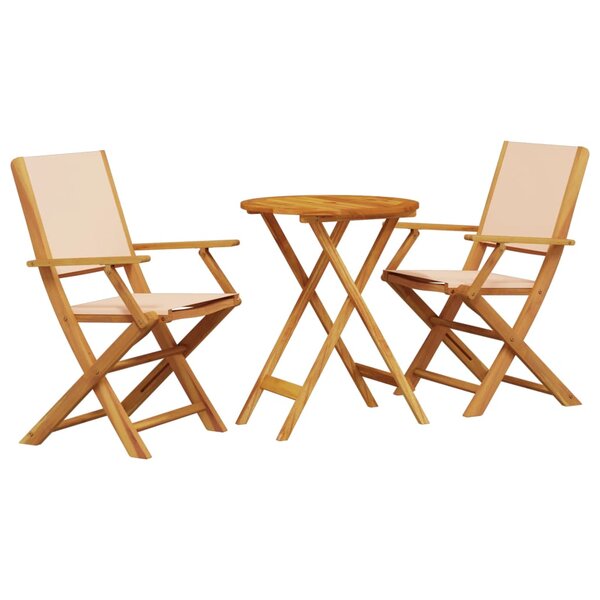 vidaXL Ensemble de bistro 3 Pièces beige tissu et bois massif