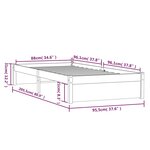 vidaXL Cadre de lit Gris Bois massif 90x200 cm