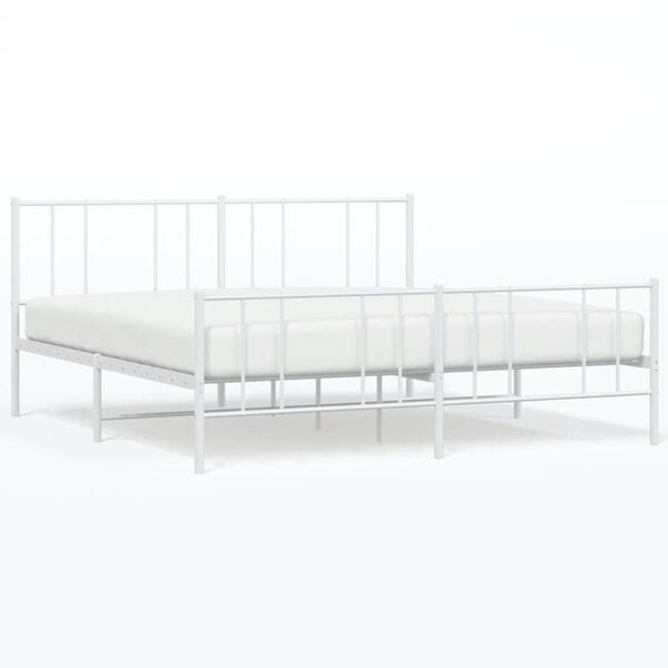 vidaXL Cadre de lit métal avec tête de lit/pied de lit blanc 180x200cm