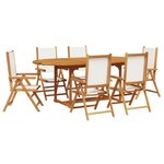 vidaXL Ensemble à manger de jardin 7 Pièces blanc crème tissu bois massif