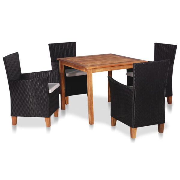 vidaXL Ensemble à manger d'extérieur 5 Pièces Résine tressée Noir marron