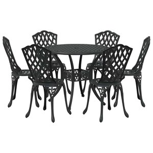 vidaXL Ensemble de salle à manger pour jardin 7 Pièces Noir Aluminium