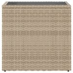 vidaXL Table d'appoint de jardin avec dessus en verre beige rotin