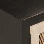 vidaXL Meuble TV noir 110x30x40 cm bois massif de manguier et fer