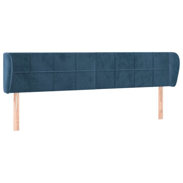 vidaXL Tête de lit avec oreilles Bleu foncé 163x23x78/88 cm Velours