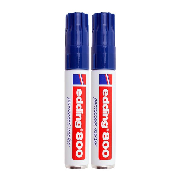 Marqueur Permanent 800 Corps Alu Bleu Pointe Biseau 4-12 mm x 2 EDDING