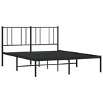 vidaXL Cadre de lit métal avec tête de lit noir 140x200 cm