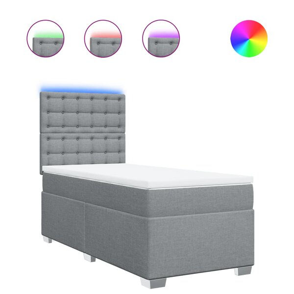 vidaXL Sommier à lattes de lit et matelas Gris clair 90x190 cm Tissu