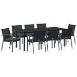 vidaXL Ensemble de salle à manger de jardin 9 pièces avec coussins en poly rotin noir