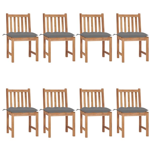 vidaXL Chaises de jardin lot de 8 avec coussins Bois de teck massif