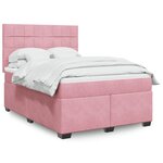 vidaXL Sommier à lattes de lit avec matelas Rose 140x200 cm Velours