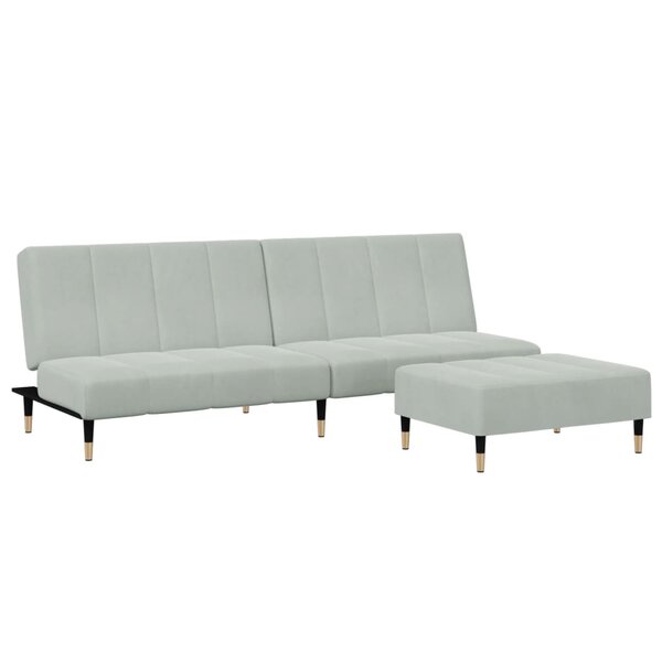 vidaXL Canapé-lit à 2 places avec repose-pied gris clair velours