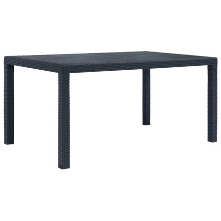 vidaXL Table de jardin Anthracite 150x90x72 cm Plastique Aspect rotin