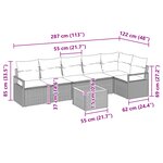 Ensemble de Canapés de Jardin 7 pièces avec Coussins Noir Rattan Poly Acacia
