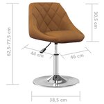 vidaXL Chaises pivotantes à manger lot de 6 Marron Velours